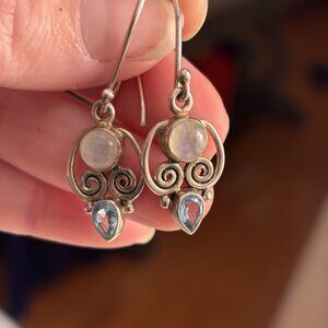 Arya Sterling Silver Moonstone and blue topaz earrings